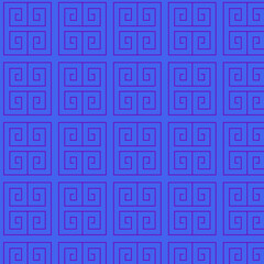 Blue geometric pattern design with abstract spiral motifs, repeating tile texture for backgrounds, wallpapers, banners, and modern decor.