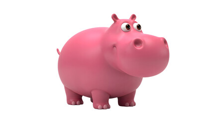 Obraz premium Cartoon Pink Hippo Standing
