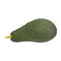 Green Avocado With Stem Isolated on White Background, isolated png background.