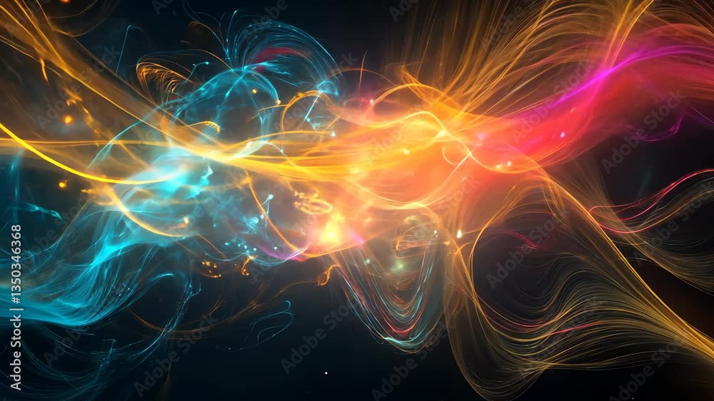 Poster vibrant abstract visualization of a global network connection generative ai