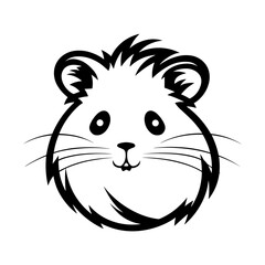 A simple and adorable silhouette of a hamster head, highlighting its round face, tiny ears, and whiskers. Perfect for pet-themed designs, animal logos, minimalist illustrations