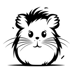 A simple and adorable silhouette of a hamster head, highlighting its round face, tiny ears, and whiskers. Perfect for pet-themed designs, animal logos, minimalist illustrations