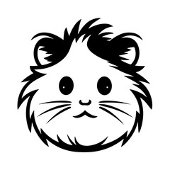 A simple and adorable silhouette of a hamster head, highlighting its round face, tiny ears, and whiskers. Perfect for pet-themed designs, animal logos, minimalist illustrations