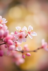 Obraz premium Soft focus spring blossoms, bokeh effect, pastel colors, cherry, bokeh, light