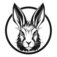 A sleek and detailed silhouette of a hare's head, featuring its long ears, alert expression, and distinctive profile. Ideal for wildlife illustrations, nature-themed designs, animal logos