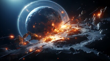 Cosmic Collision: A Fiery Celestial Dance