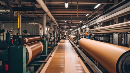 Obraz premium A paper coating machine applying glossy and matte finishes to enhance surface quality.
