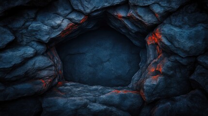 Dark, rocky cave entrance with glowing interior