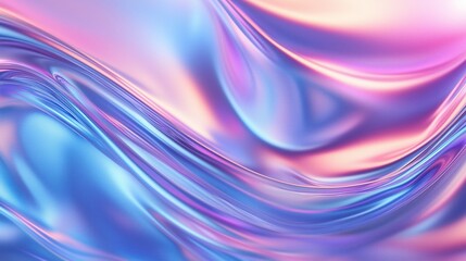Ondas de seda iridescentes abstratas em gradiente azul e rosa	