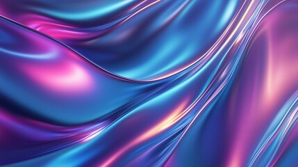 Ondas de seda iridescentes abstratas em gradiente azul e rosa