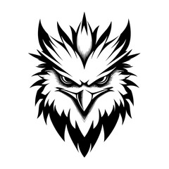 A striking silhouette of a harpy's head, combining human and bird-like features with a fierce expression. Perfect for fantasy-themed designs, mythology illustrations, gaming logos