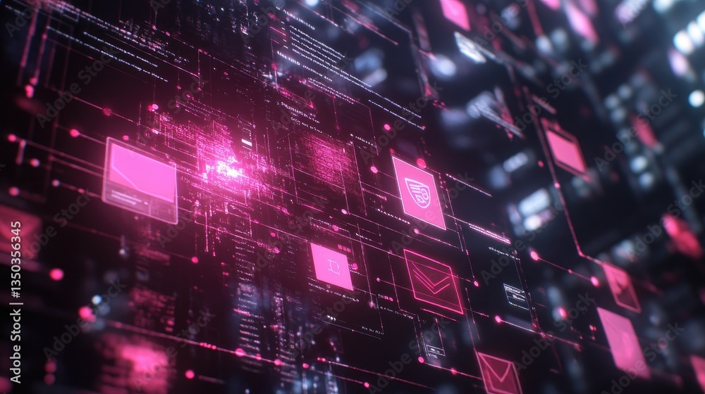 Poster a sleek digital interface visualizing ai-powered email text analysis and automation.