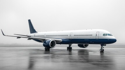 Obraz premium Boeing 757 Private Jet on a Foggy Runway