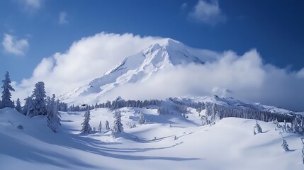 Majestic Snowy Mountain Winter Landscape