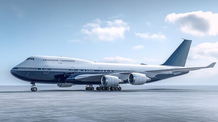 Fototapeta premium Majestic Airplane on the Tarmac: A Symbol of Travel and Adventure