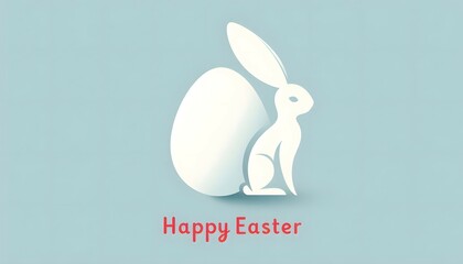 Fototapeta premium Minimalist Easter Bunny and Egg Greeting Card Design