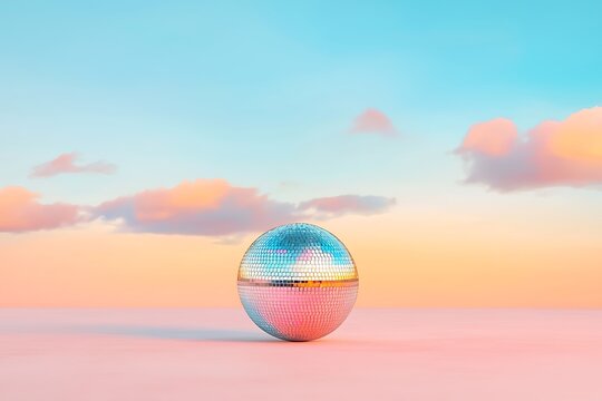 Disco Ball Sunset Sky Dreamscape. - Powered by Adobe