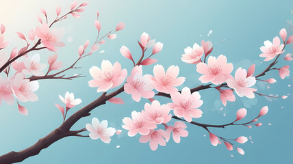 Cherry Blossom Breeze Gradient - Soft Pink, Blue, and White with Pastel Spring Freshness
