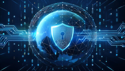 Obraz premium global internet security concept with binary code