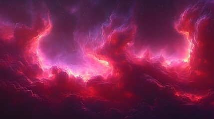 Fiery Pink and Red Nebula Cloudscape Cosmic Fantasy Art Space Background
