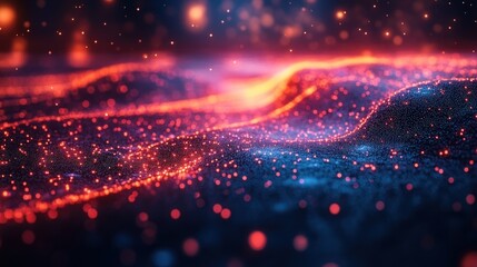 Obraz premium Abstract Cosmic Landscape: Red and Blue Nebula