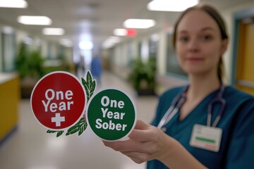Nurse Celebrating One Year Sober with Positive Affirmation Stickers