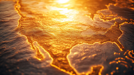 A 3D white gold silver lidar map model representing Earth's surface after UAV data processing, showing tremors, earthquakes, and plate movements, with empty space for captioning, symbolizing modern ch