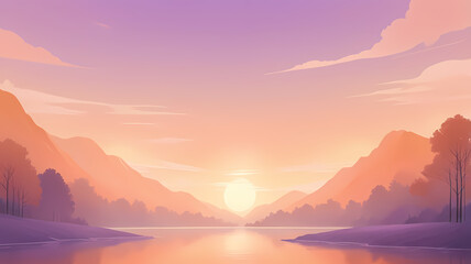 Golden Hour Gradient - Warm Amber, Peach, and Lavender Blend with Dreamy Glow and Haze Effect