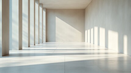 Obraz premium Sunlit Minimalist Interior: Architectural Design of a Modern Hallway