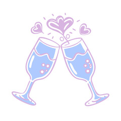 Fototapeta premium Wedding toast icon with clinking glasses, celebration concept