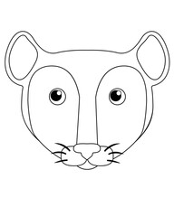 Naklejka premium Cute mouse or rat - vector linear picture for coloring. Mouse face - for coloring book. Rat head. Outline 