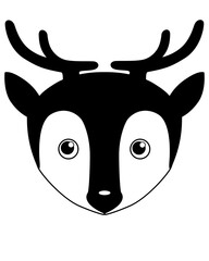 Deer - vector silhouette illustration for logo or pictogram. Silhouette Deer Head - cute picture, smiley for icon or sign.	