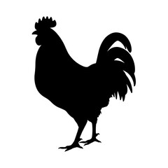 A simple and elegant silhouette of a hen, showcasing its distinctive body shape, comb, and beak. Perfect for farm-themed designs, poultry industry branding, rustic decorations, and minimalist animal