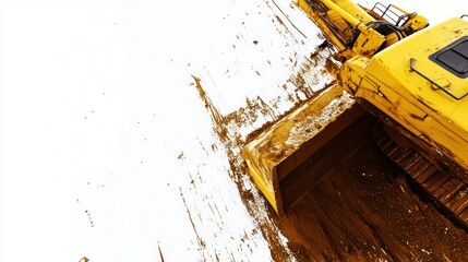 Excavator digging snow, winter site