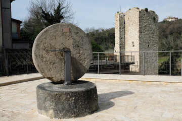 ancient stone mill, entrance to the village of Tarano, province of Rieti, Italy