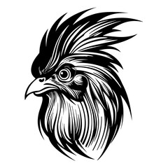 A simple and elegant silhouette of a hen, showcasing its distinctive body shape, comb, and beak. Perfect for farm-themed designs, poultry industry branding, rustic decorations, and minimalist animal