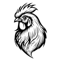 A simple and elegant silhouette of a hen, showcasing its distinctive body shape, comb, and beak. Perfect for farm-themed designs, poultry industry branding, rustic decorations, and minimalist animal