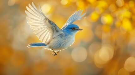 Obraz premium African blue flycatcher mid flight delicate blue and grey plumage glowing in soft golden sunlight crisp wing details captured perfectly