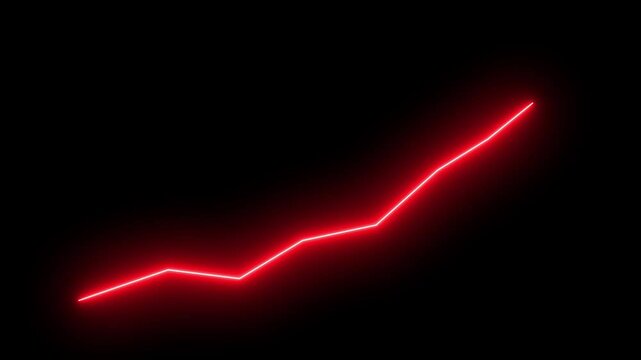 neon business arrow animationNeon Business chart icon , Step-by-step roadmap with included highlighted points, Graph animation on black backgroun