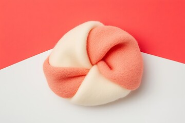 Twisted Fabric Ball on Coral Background.