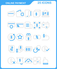 a set of dual tone style online payment icons, ecommerce icons, online shopping digital payments