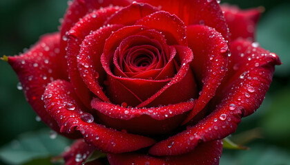 Beautiful Red Rose with Dewdrops Close Up Macro Floral Photography Nature Valentines Day Romance Love