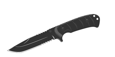 Military knife silhouette vector illustration on white background
