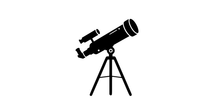 vector illustrations of a telescope silhouette on white background

