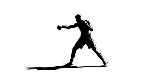Strong boxing man silhouette vector illustration
