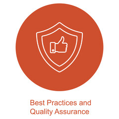 Obraz premium Best Practices and Quality Assurance icon, Ensuring Excellence Best Practices in Quality Assurance, Quality Assurance Strategies Proven Best Practices for Success, vector