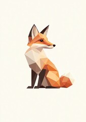 Obraz premium playful geometric animal illustration, stylized fox in a modern abstract polygonal design, smooth clean lines, bright fresh color combination, minimalist digital artwork