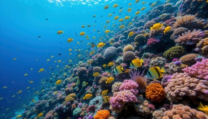 Obraz premium Vibrant Coral Reef with Tropical Fish - Ocean conservation