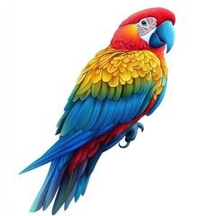 Fototapeta premium Vibrant scarlet macaw parrot perched.