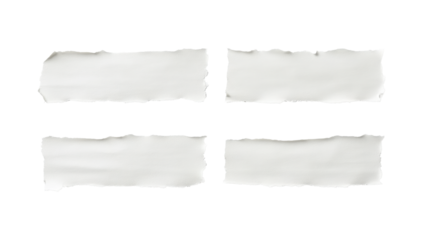 White ripped paper torn edges strips isolated on transparent background
